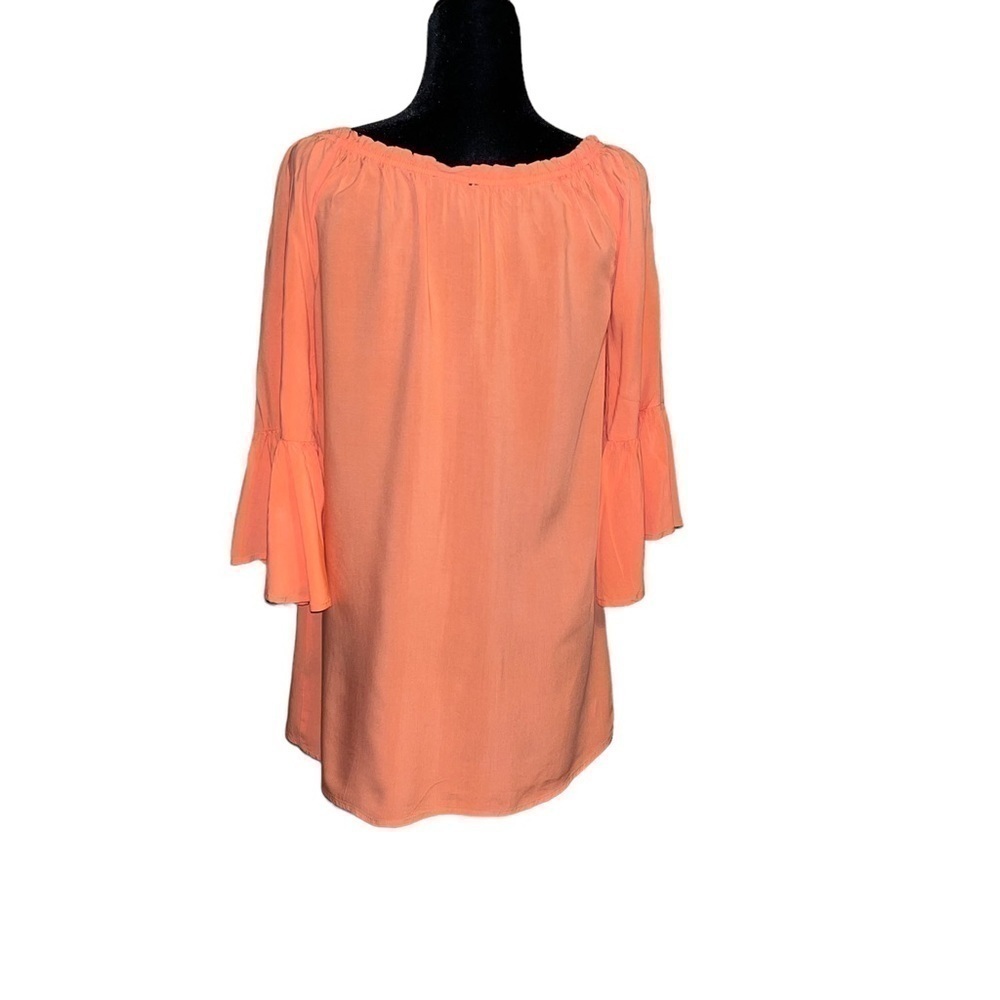 Blu Pepper Off Shoulders/Bell Peach Orange Sleeves Mini Dress Size Small - Picture 4 of 11